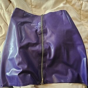 100% Latex Purple Skirt With Front Zipper
